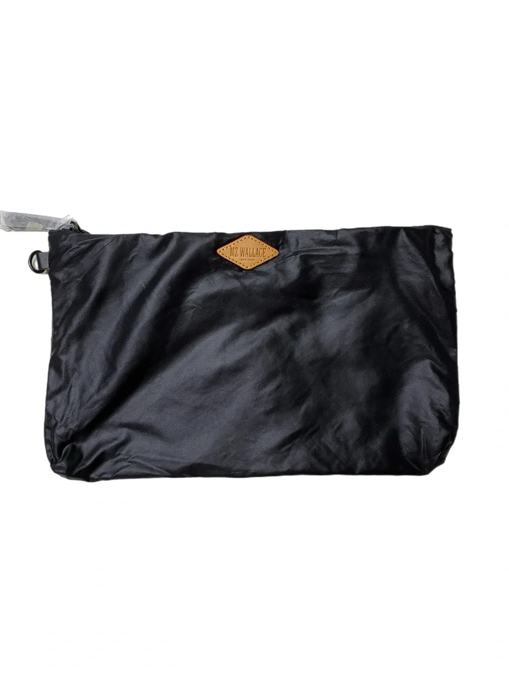 MZ Wallace Black Nylon Cosmetic Pouch with Leather Logo Patch NWOT